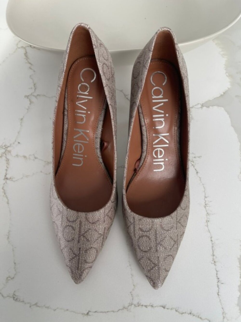 Calvin Klein CK Monogrammed Pumps, Size 8
